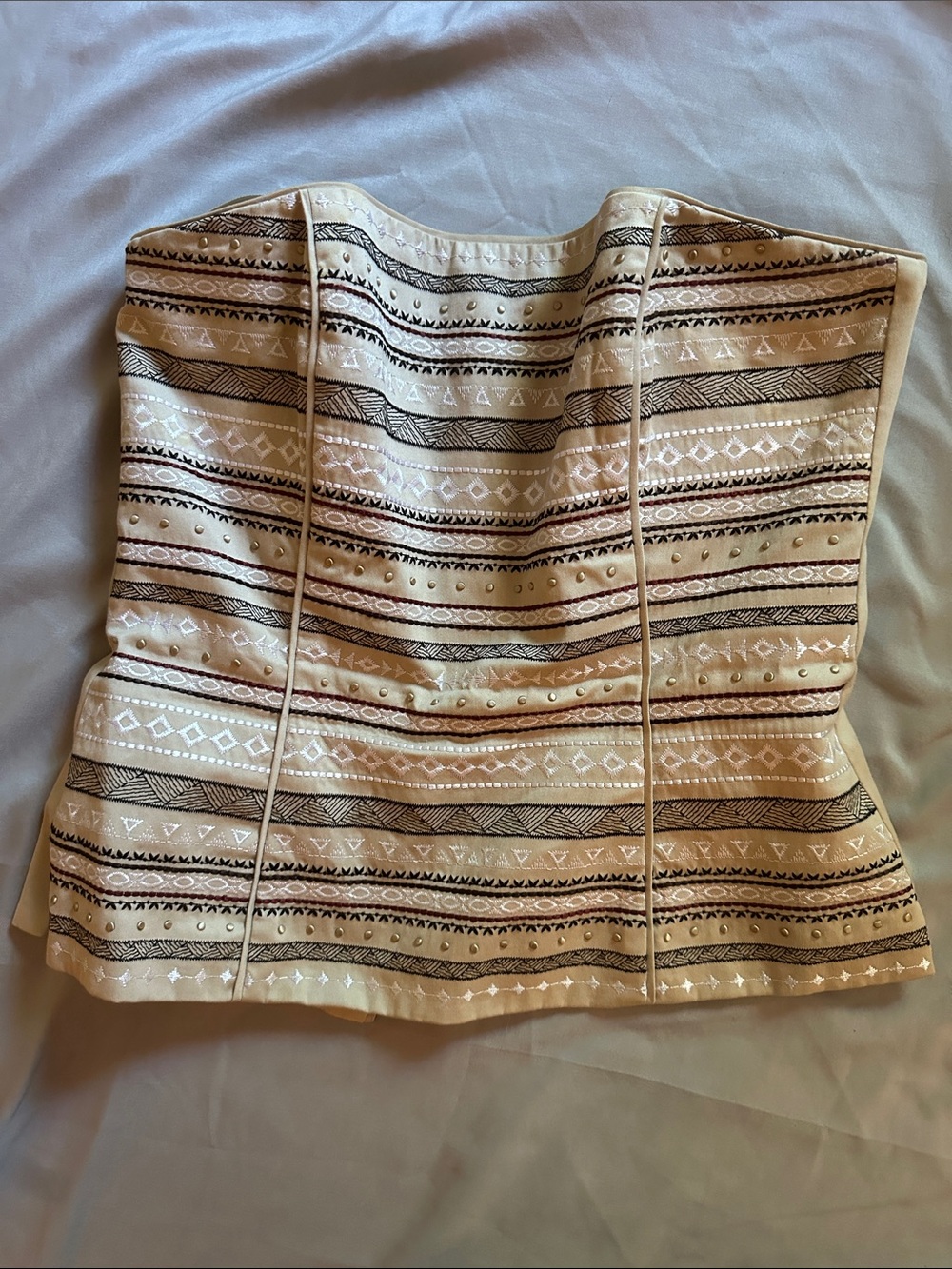 Embroidered Strapless Cream top